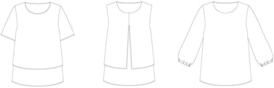 Line2Line B1257 Dobbelt bluse med slidser - KreStoffer