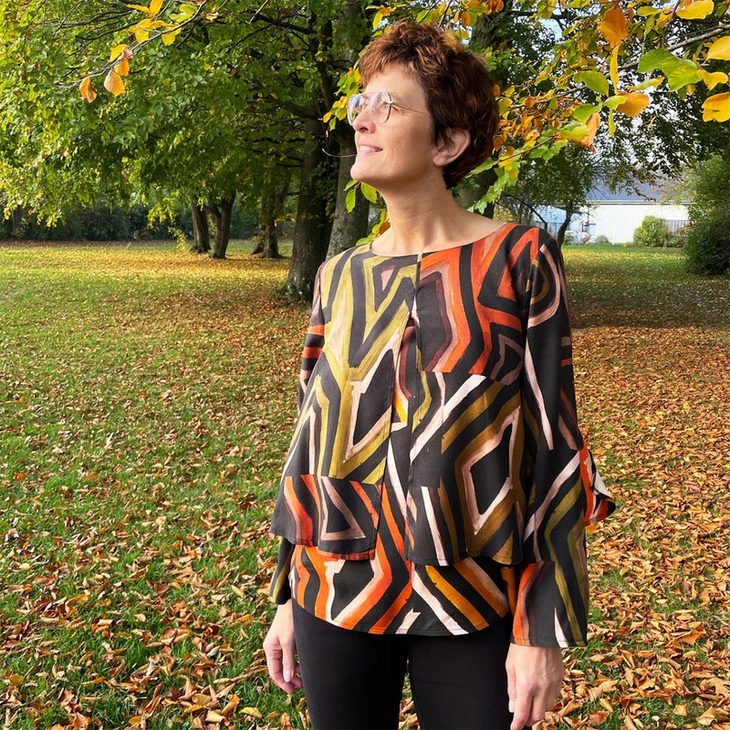 Line2Line B1257 Dobbelt bluse med slidser - KreStoffer