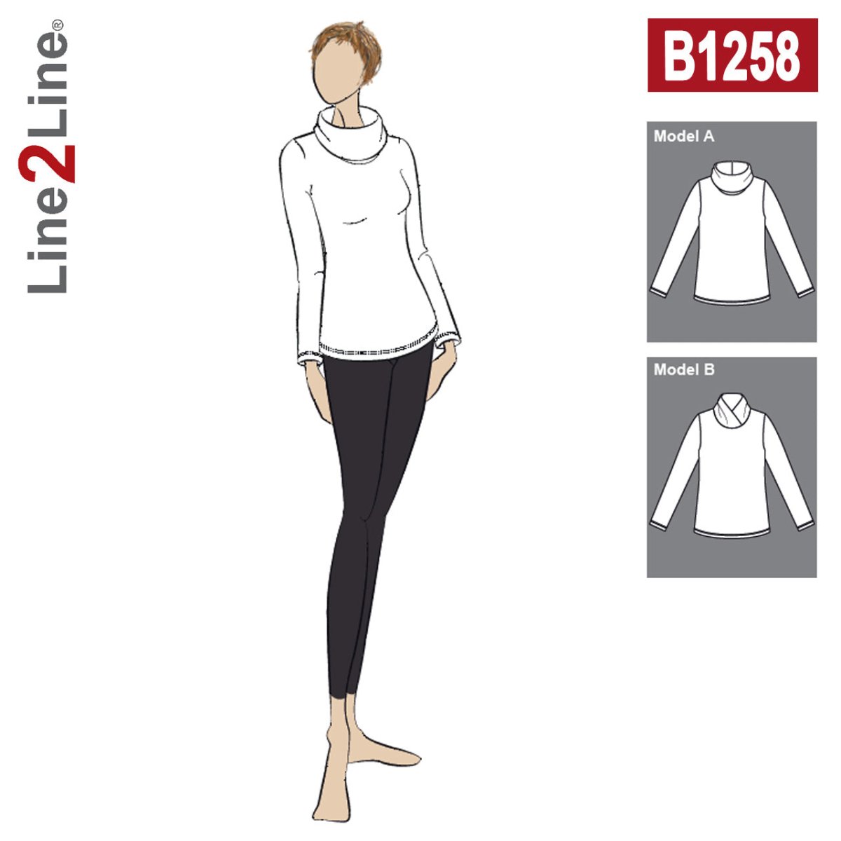 Line2Line B1258 Bluse med tre forskellige kraver