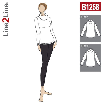 Line2Line B1258 Bluse med tre forskellige kraver - KreStoffer