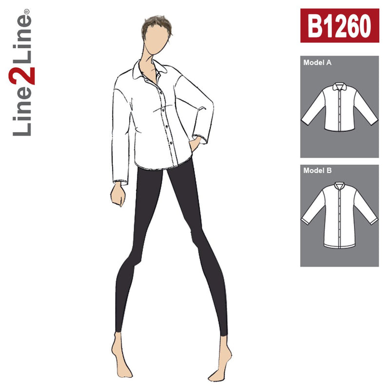 Line2Line B1260 Skjortebluse med sænket skulder - KreStoffer