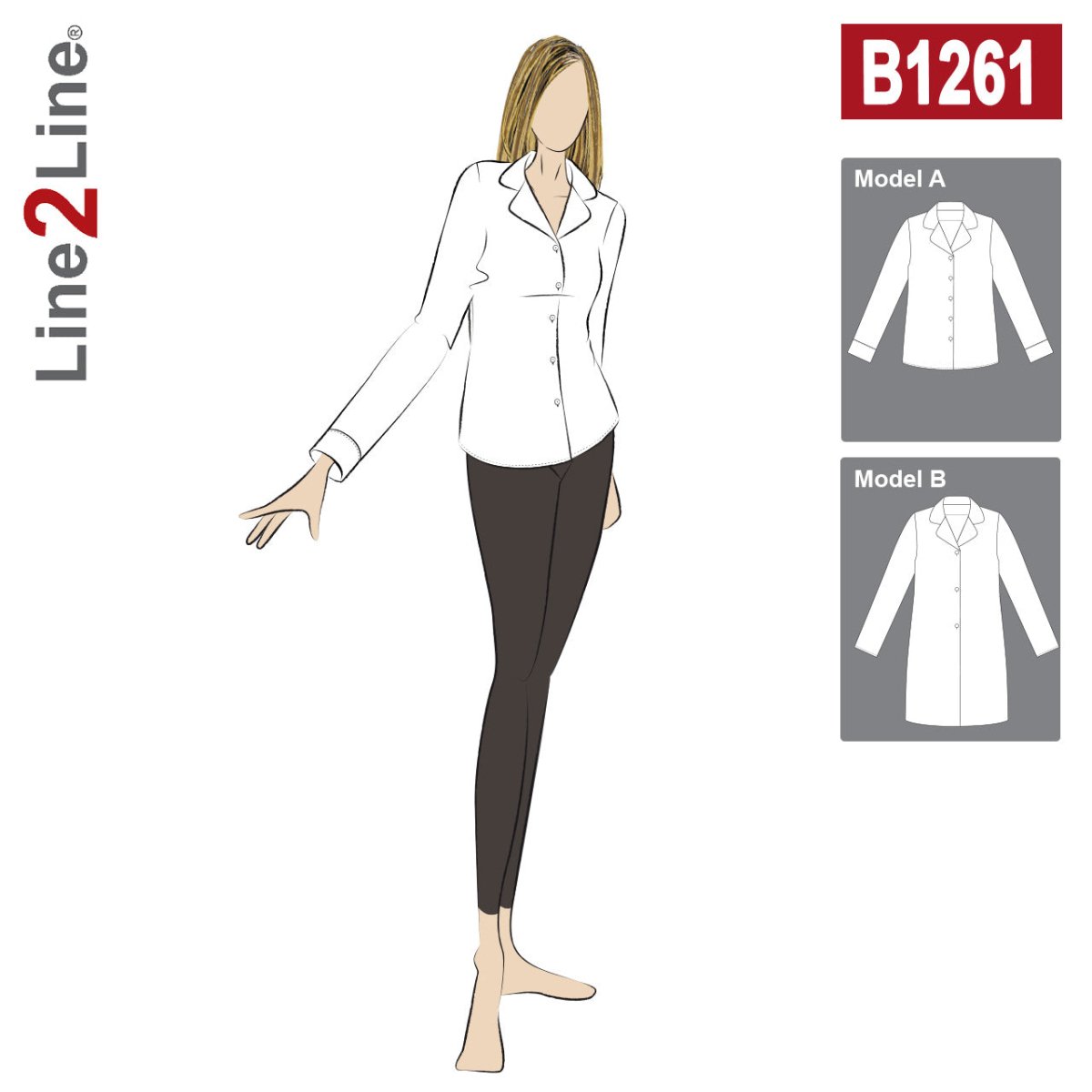 Line2Line B1261 Skjorte med revers og manchetter