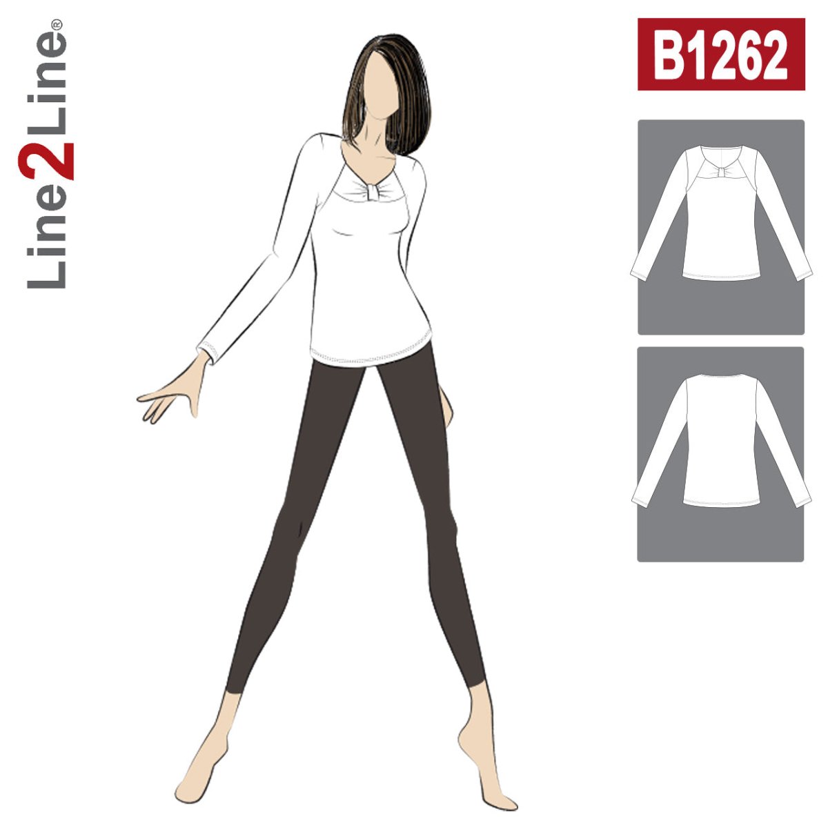 Line2Line B1262 Bluse med knudeeffekt og delsømme