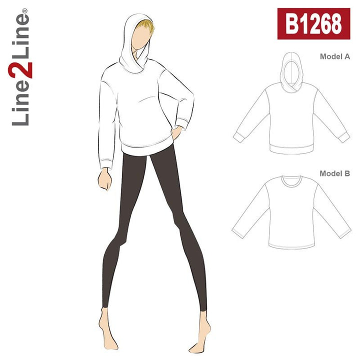 Line2Line B1268 Løs hættetrøje med sænket skulder