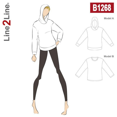Line2Line B1268 Løs hættetrøje med sænket skulder - KreStoffer