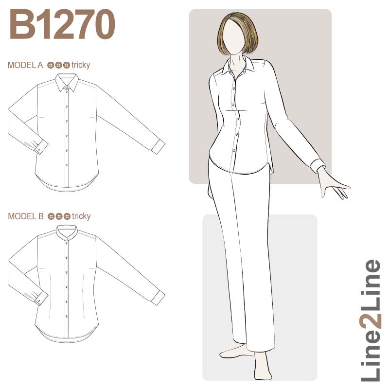 Line2Line B1270 Klassisk figursyet skjorte med to kraver