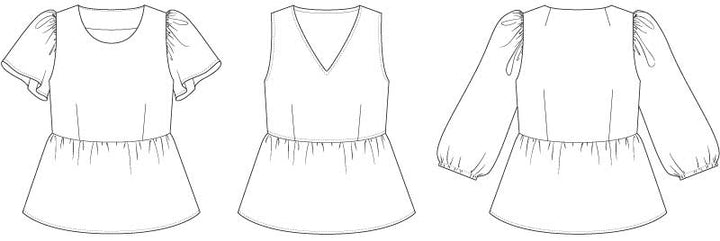 Line2Line B1271 Peplum bluse med pufærmer og elastik