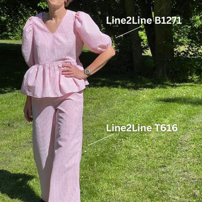 Line2Line B1271 Peplum bluse med pufærmer og elastik - KreStoffer