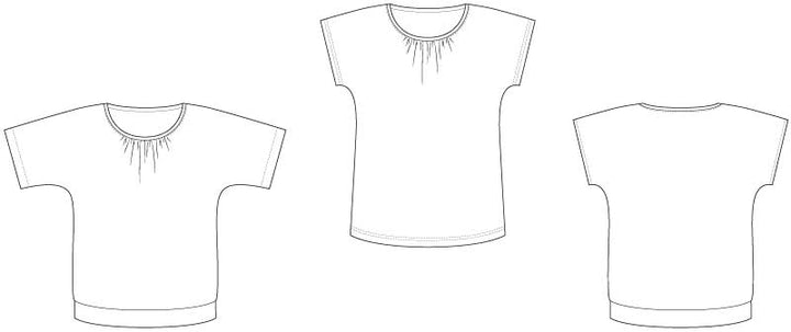 Line2Line B1275 Bluse med vingeærme, rynk og rib