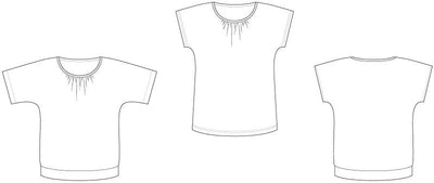 Line2Line B1275 Bluse med vingeærme, rynk og rib - KreStoffer