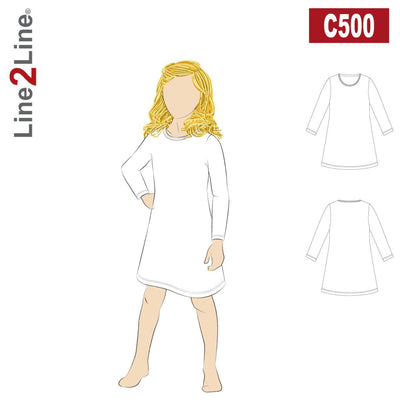 Line2Line C500 Basis T-shirt kjole, børn - KreStoffer