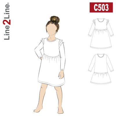 Line2Line C503 Kjole med flæser, børn - KreStoffer