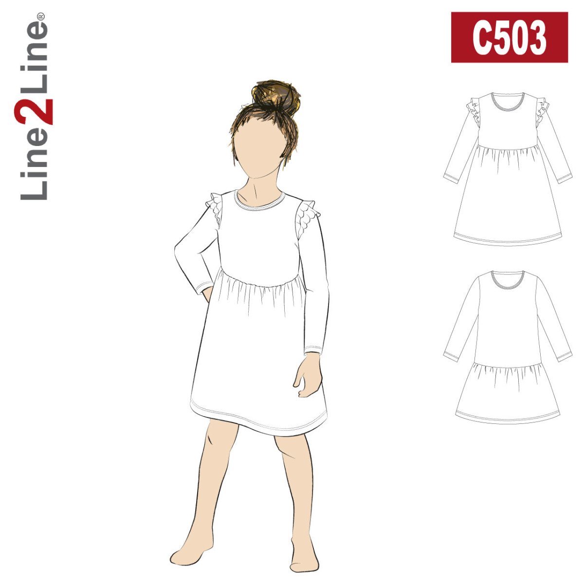 Line2Line C503 Kjole med flæser til børn