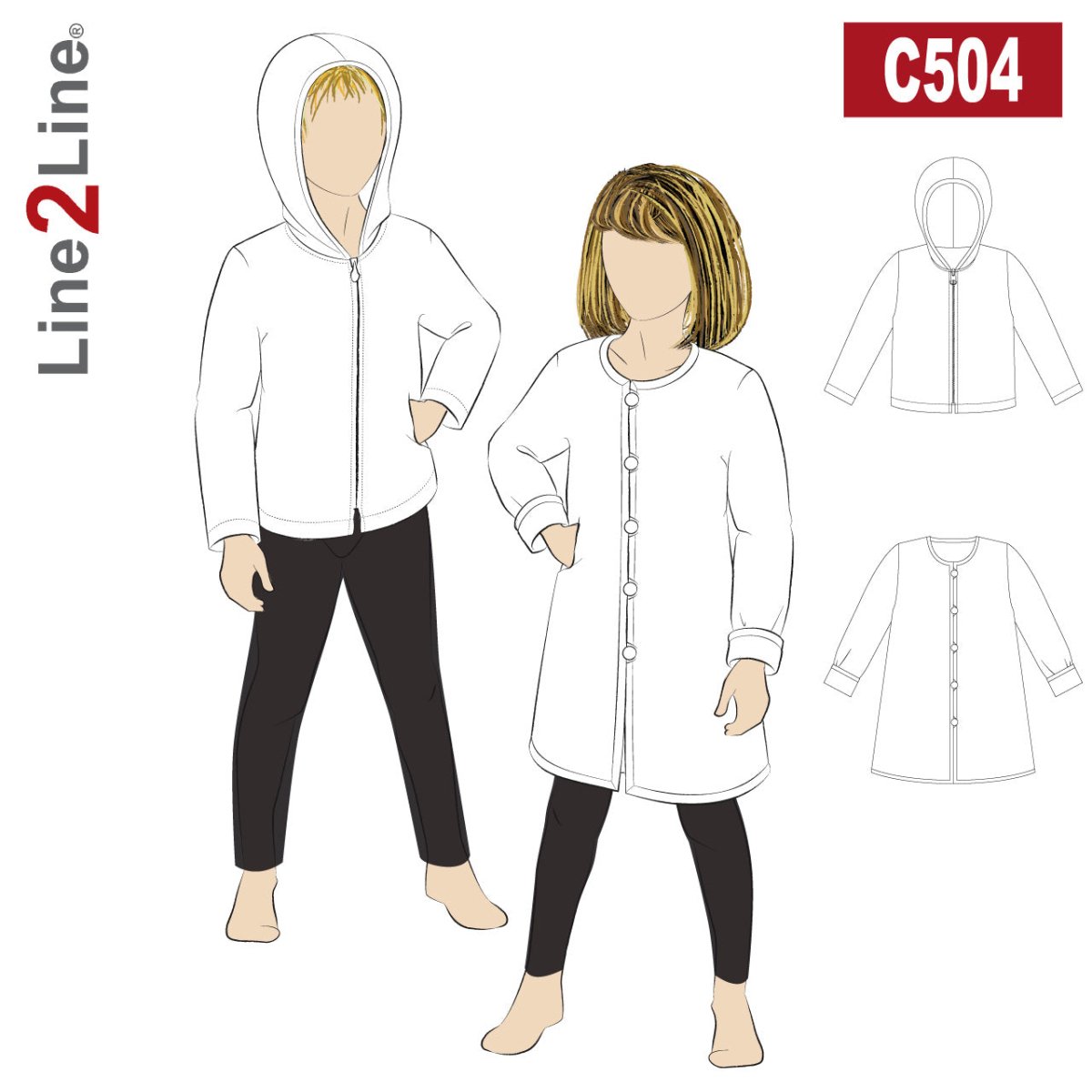 Line2Line C504 Jakke m/u hætte til baby/børn