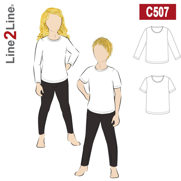 Line2Line C507 T-shirt med langt eller kort ærme, børn