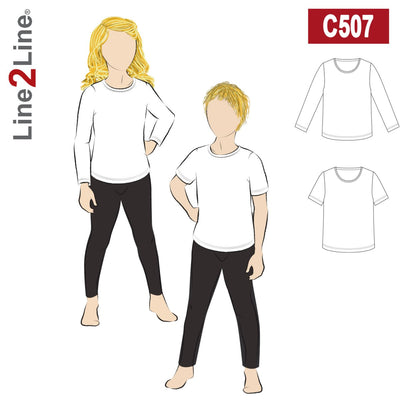 Line2Line C507 T-shirt med langt eller kort ærme, børn - KreStoffer