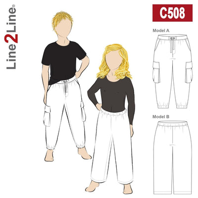 Line2Line C508 Cargobukser med elastik, børn - KreStoffer