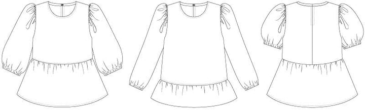 Line2Line C514 Peblum top / bluse med pufærmer - Børn