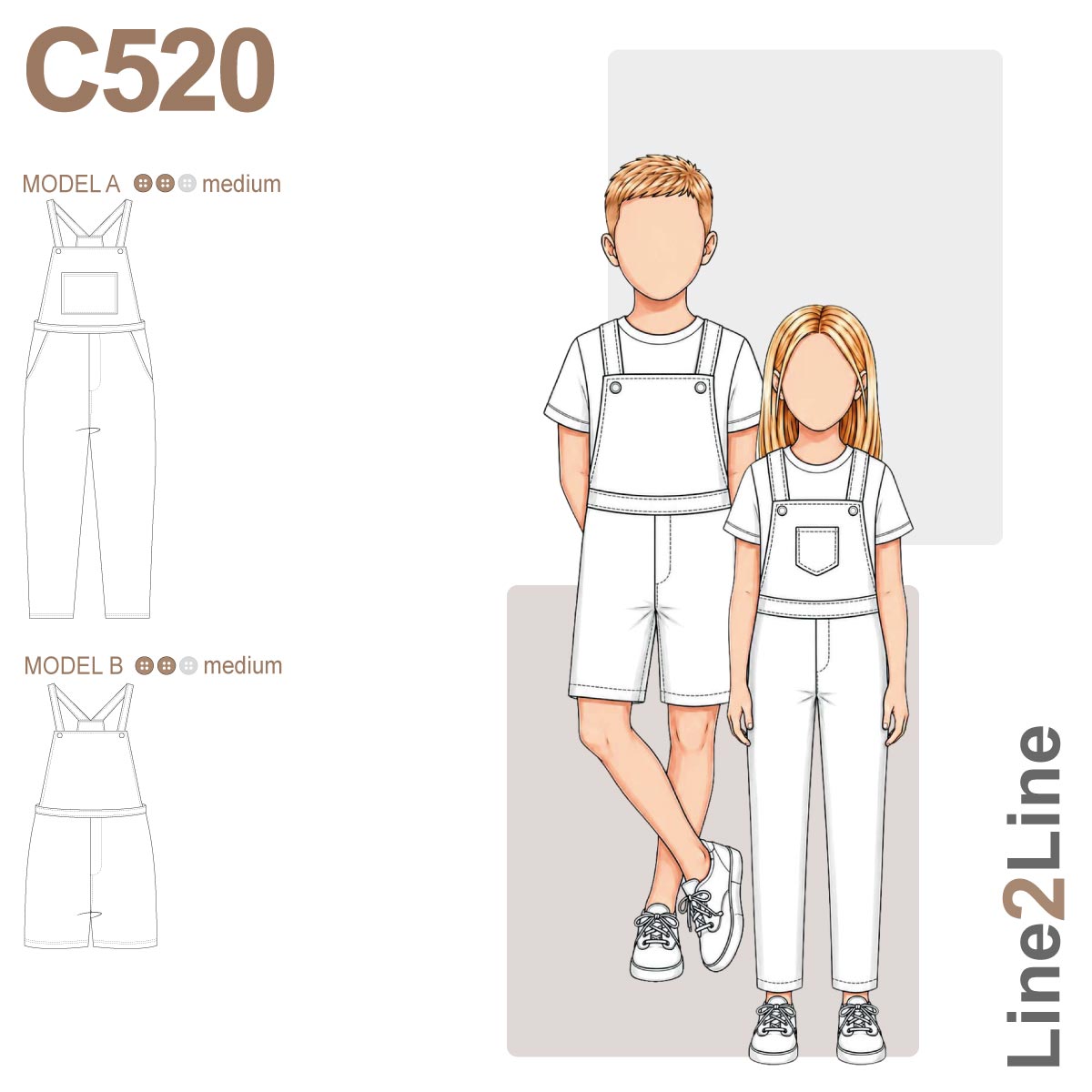 Sypakke C520 Overalls til børn i mælkedrengestriber