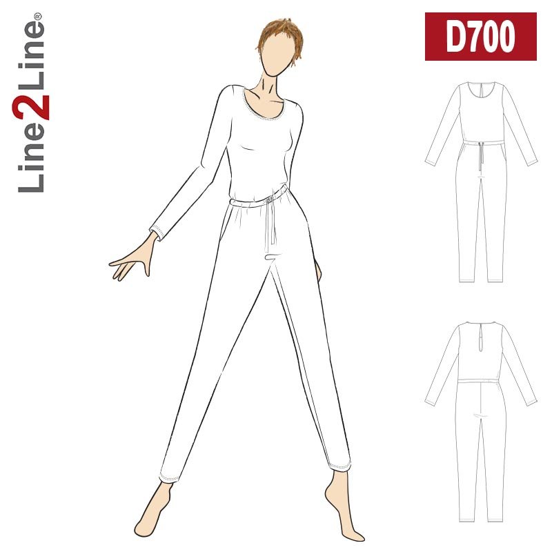 Line2Line D700 Buksedragt med bindebånd og lommer