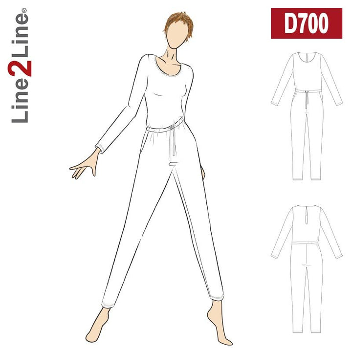Line2Line D700 Buksedragt med bindebånd og lommer