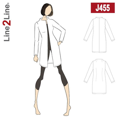 Line2Line J455 Cardigan med stående bådhals - KreStoffer