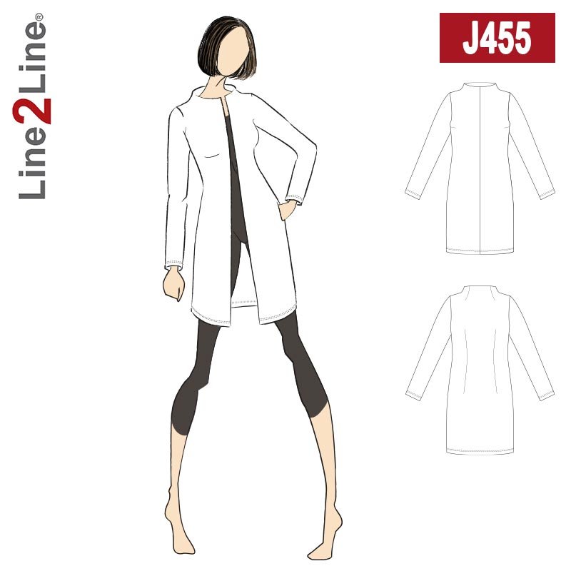 Line2Line J455 Cardigan med stående bådhals - KreStoffer