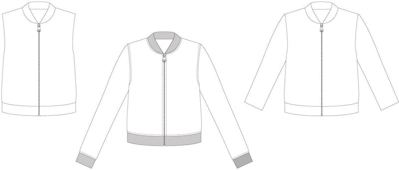 Line2Line J457 Bomber jakke med ribkanter - KreStoffer