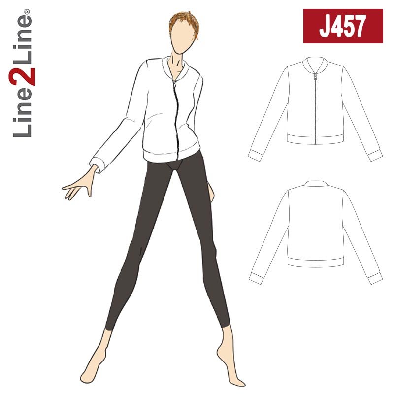 Line2Line J457 Bomber jakke med ribkanter - KreStoffer