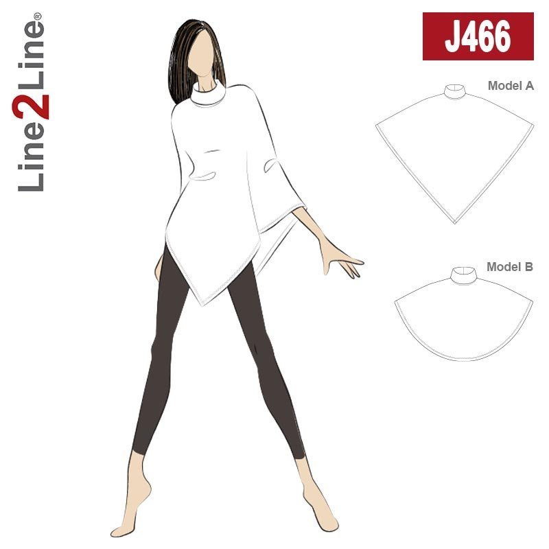Line2Line J466 Poncho / Sjælevarmer med krave - KreStoffer
