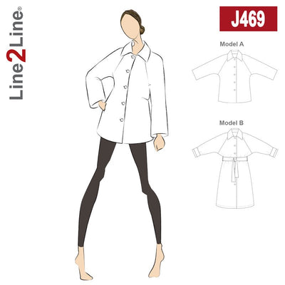 Line2Line J469 Jakke / frakke med flagermusærmer - KreStoffer