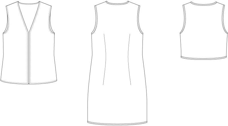 Line2Line J472 Vendbar bolero eller vest med kantbånd - KreStoffer