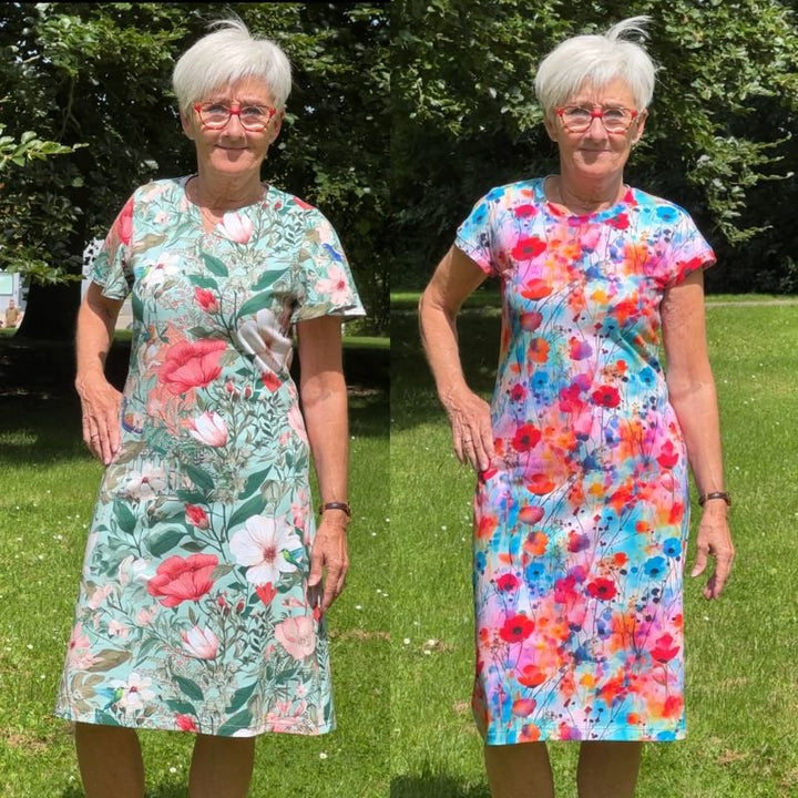 Digital bomuldsjersey med akvarel blomster