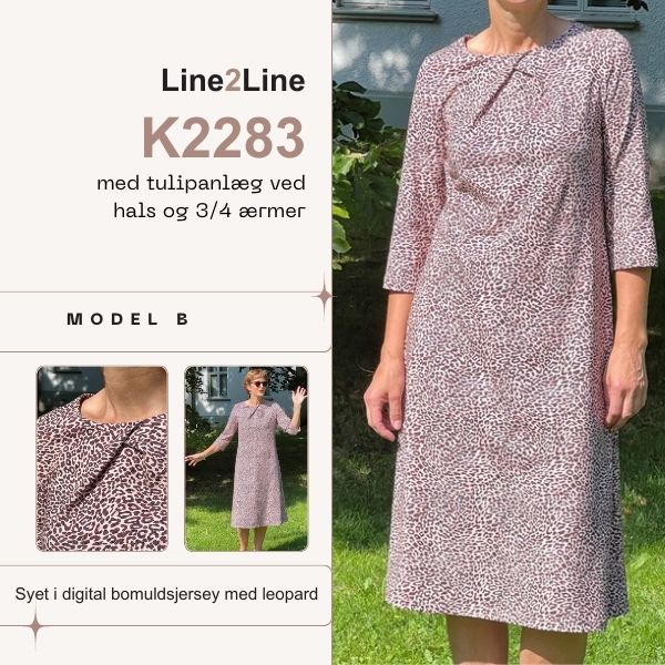 Line2Line K2283 Kjole med tulipan læg i hals og på ærme - KreStoffer