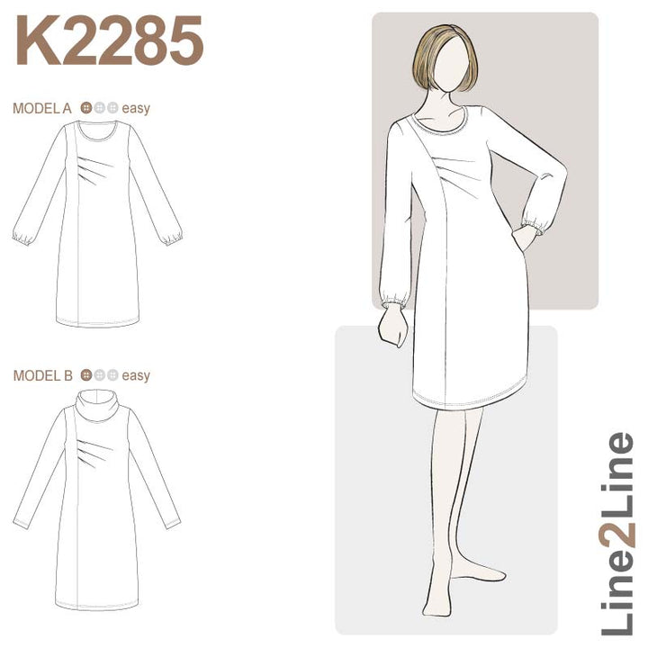 Line2Line K2285 Kjole med asymmetrisk skæring og læg