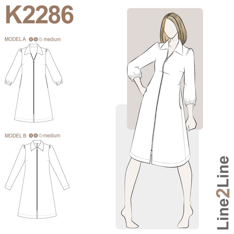 Line2Line K2286 Kravekjole med lynlås og pufærmer