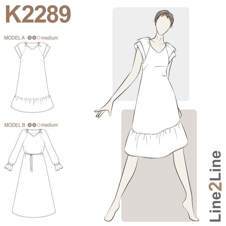 Line2Line K2289 Raglankjole med pufærmer og v-hals