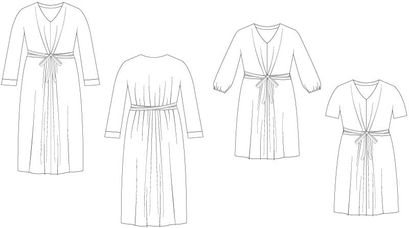 Sypakke til K2290 Kimono kjole med bindeånd i fast stof