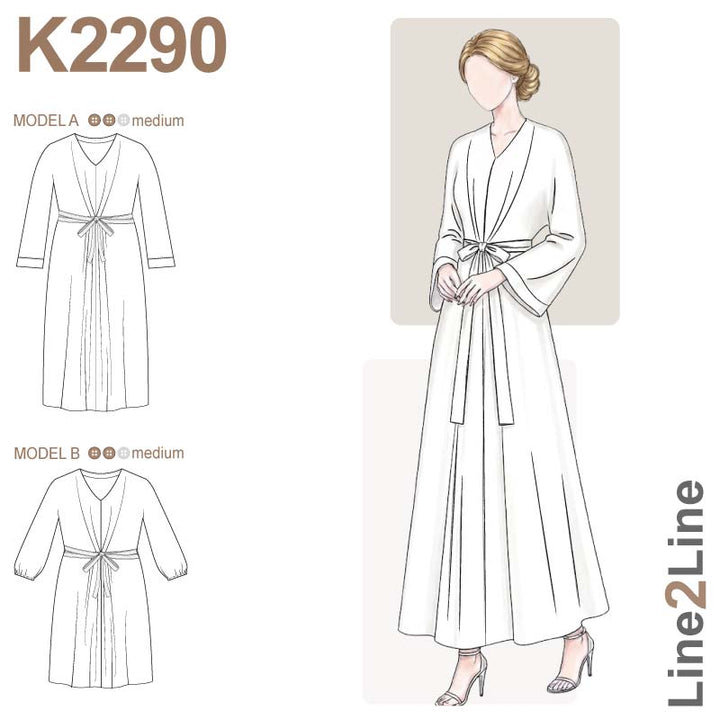 Sypakke til K2290 Kimono kjole med bindeånd i fast stof