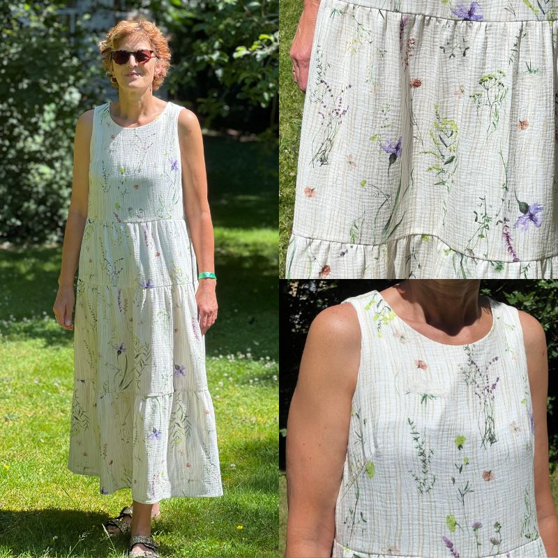 Line2Line K2291 Kjole med flæser og franske blomster