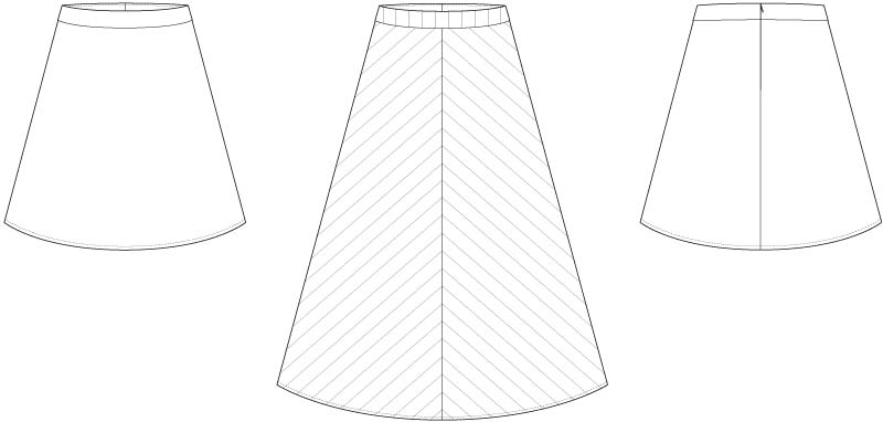 Line2Line N338 Nederdel med vidde og faconsyet linning - KreStoffer