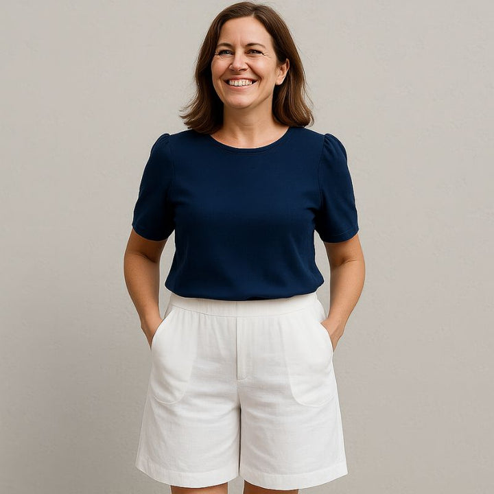 Ensfarvet bomuldsjersey - Marine