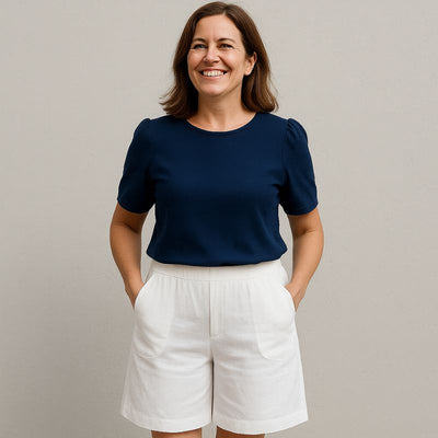 Ensfarvet bomuldsjersey - Marine