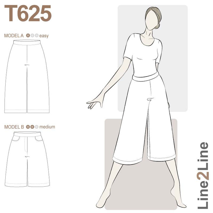 Line2Line T625 Culotte bukser / shorts med elastik bagpå