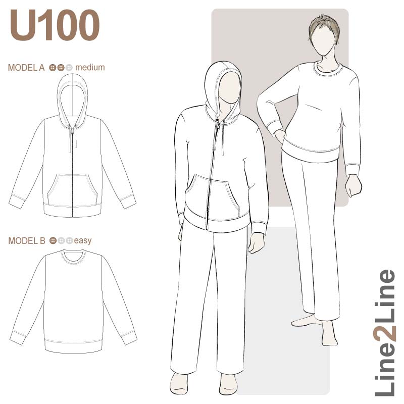 Line2Line U100 Sweatshirt eller hættetrøje, Unisex