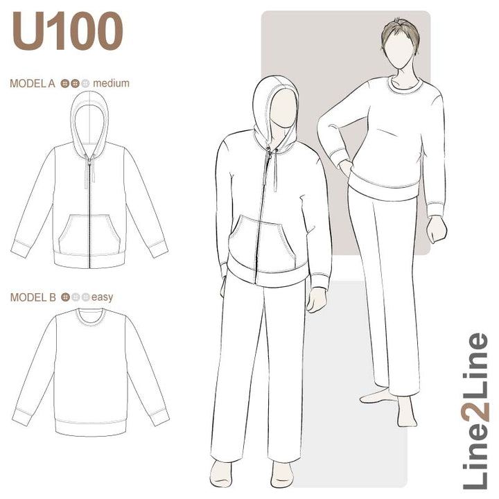 Line2Line U100 Sweatshirt eller hættetrøje - Unisex