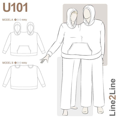 Line2Line U101 Dobbelt hættetrøje - KreStoffer