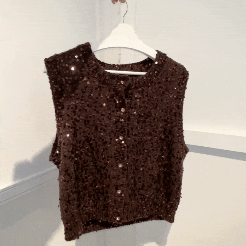 Strikkekit Maggie vest fra PetiteKnit i Sunday og Paljett garn