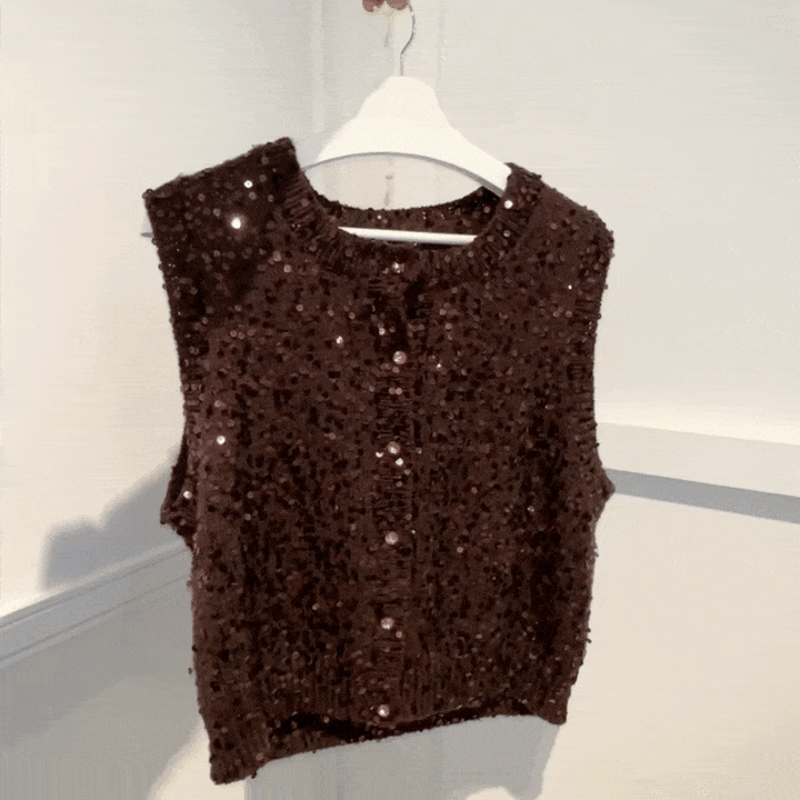 Strikkekit Maggie vest fra PetiteKnit i Sunday og Paljett garn