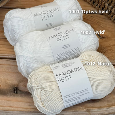 Mandarin Petit fra Sandnes garn i hvid og natur farve